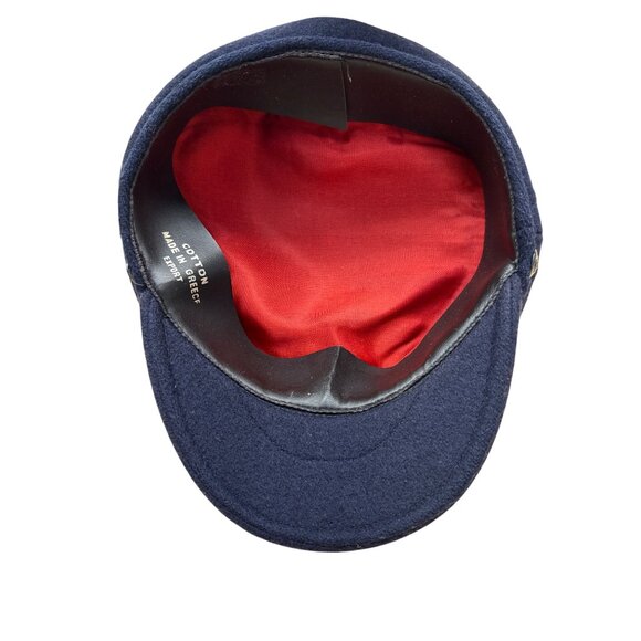 Vintage Greek Fisherman Cap Navy Wool & Cotton Braided Trim One Size - Picture 7 of 8